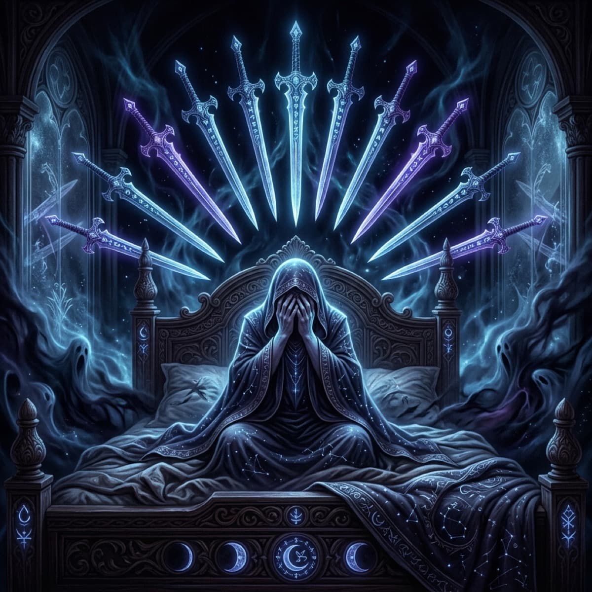 Nine of Swords Tarot Card Meaning: Anxiety, Guilt & Healing